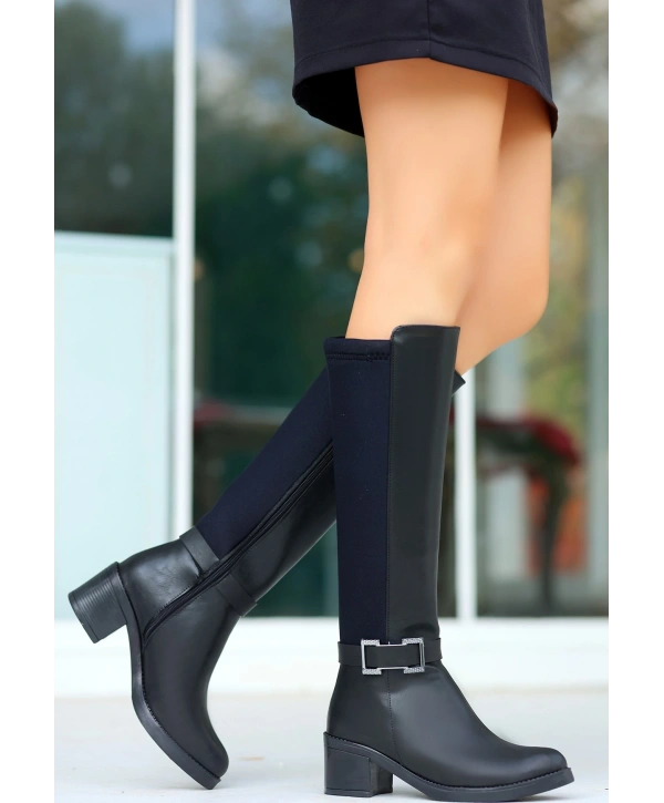 Emrat Siyah Cilt Topuklu Çizme