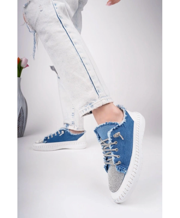 Enber Mavi Kot Bağcıklı Spor Ayakkabı