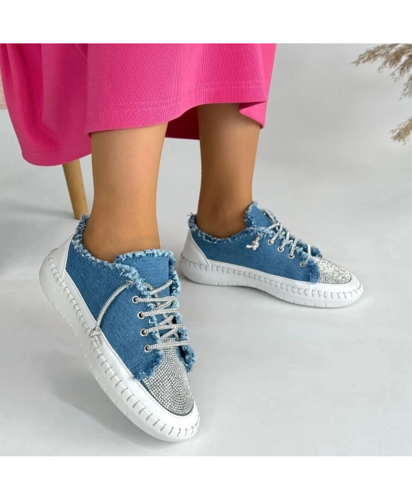 Enber Mavi Kot Bağcıklı Spor Ayakkabı