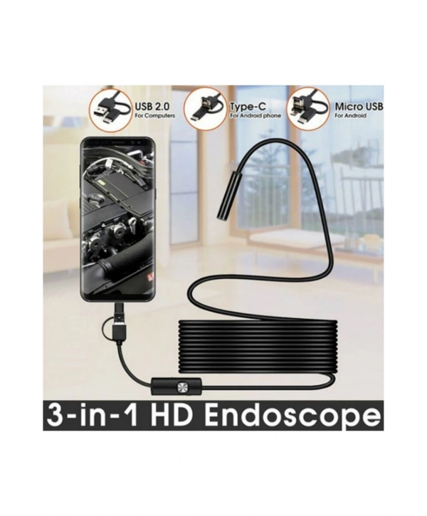 Endoskop 3 İn 1 Yılan Kamera Usb Micro Usb Type-c 20 Metre Sert Kablo