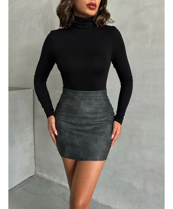 Eskitme deri mini etek