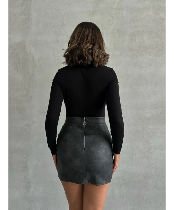 Eskitme deri mini etek