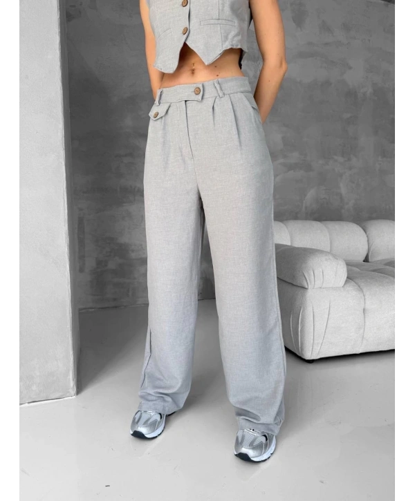 Essential yelek pantolon takım gri s255254