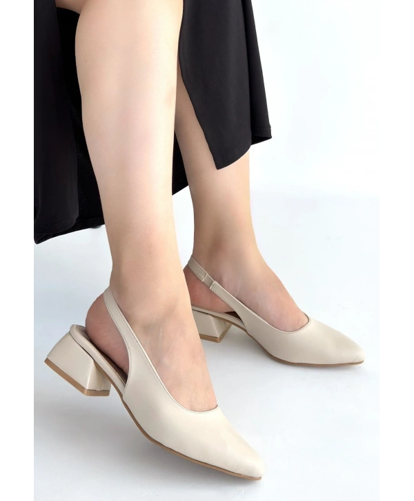 Evia Bej Cilt Topuklu Ayakkabı