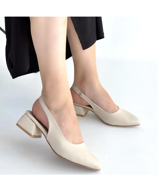 Evia Bej Cilt Topuklu Ayakkabı