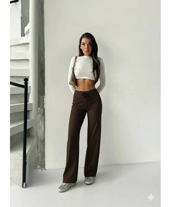 Fit comfort bej salaş pantolon kahve A6011