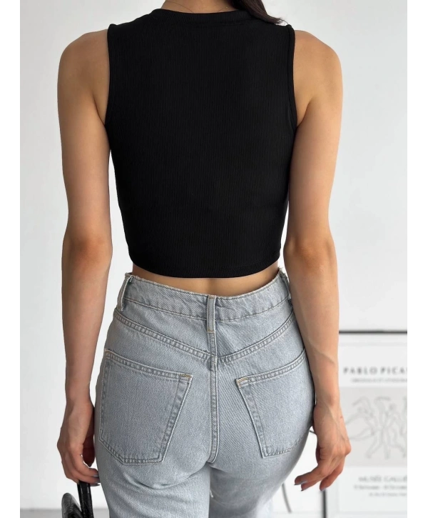 fitilli kaşkorse yakası zincirli atlet siyah