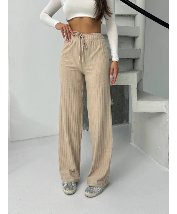 Fitilli şardonlu pantolon bej a4058