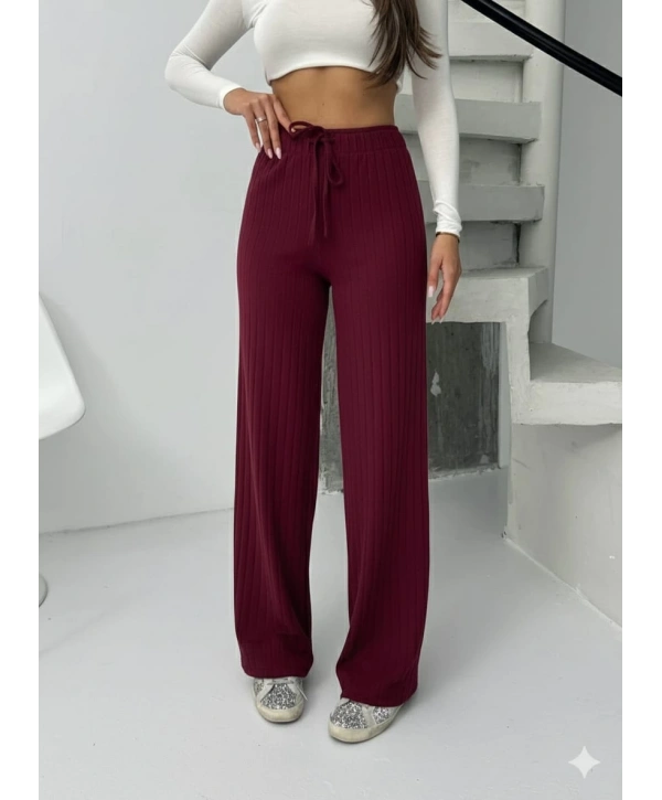 Fitilli şardonlu pantolon bordo a4058
