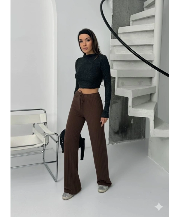 Fitilli şardonlu pantolon kahve a4058