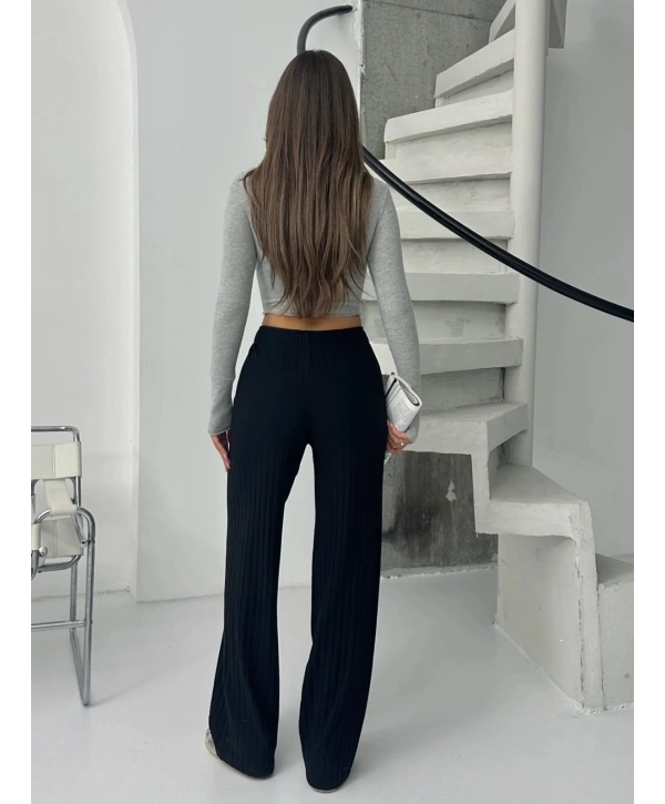 Fitilli şardonlu pantolon siyah a4058