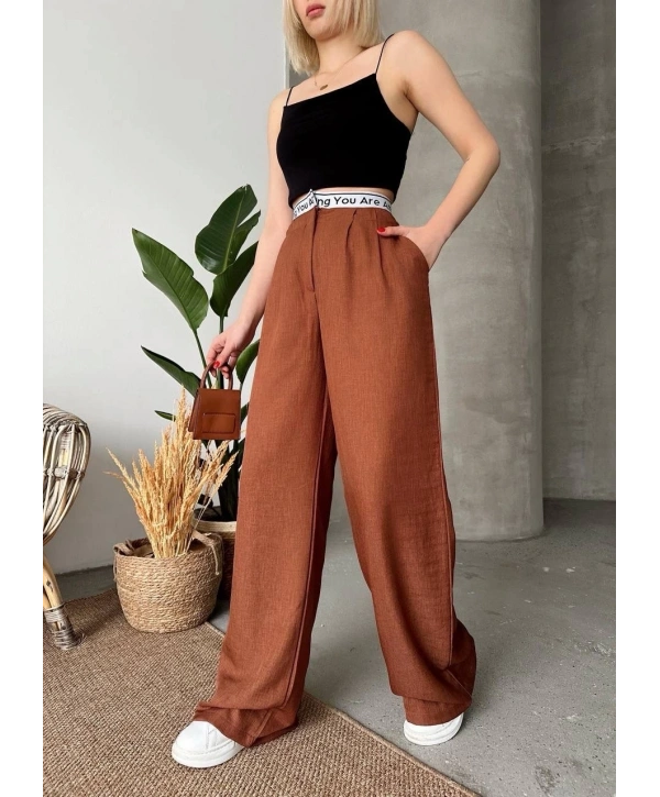Flamlı kahve pantolon