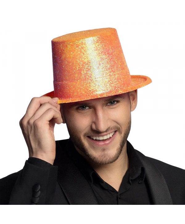 Floresan Turuncu Renk Simli Uzun Fötr Melon Şapka 12 Cm