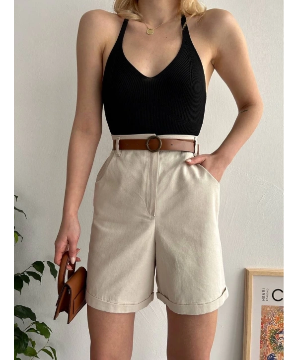 Gabardin kumaş şort