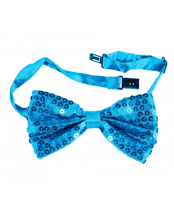 Gece Işıltısı Açık Mavi Turkuaz Payetli Pullu Papyon 7x2 Cm