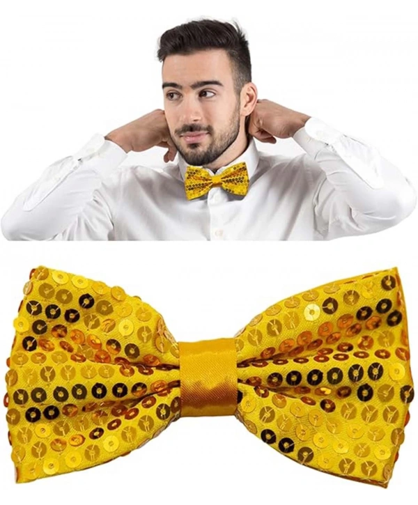 Gece Işıltısı Altın Payetli Pullu Papyon 7x2 Cm