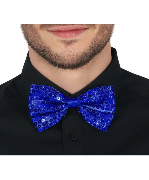 Gece Işıltısı Mavi Payetli Pullu Papyon 7x2 Cm