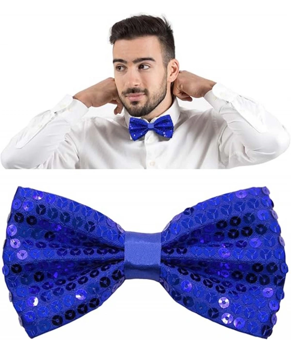 Gece Işıltısı Mavi Payetli Pullu Papyon 7x2 Cm