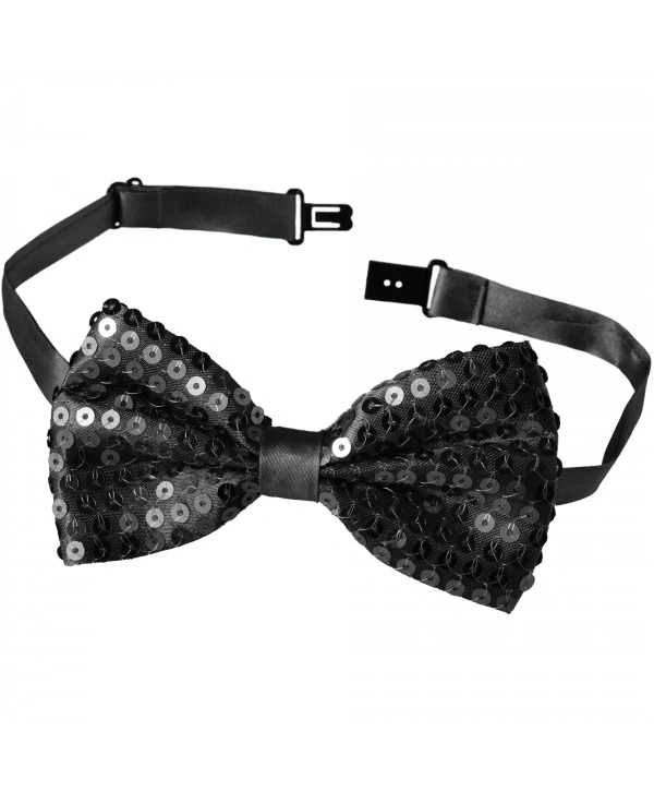 Gece Işıltısı Siyah Payetli Pullu Papyon 7x2 Cm