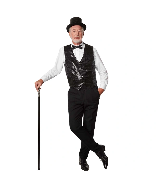 Gece Işıltısı Siyah Payetli Pullu Papyon 7x2 Cm