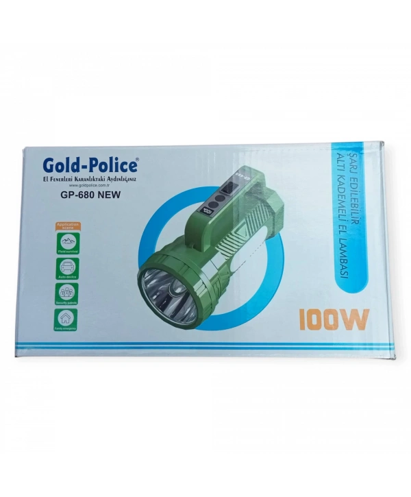 Gold Police Gp-680 Şarjlı El Feneri Projektör 100 Watt