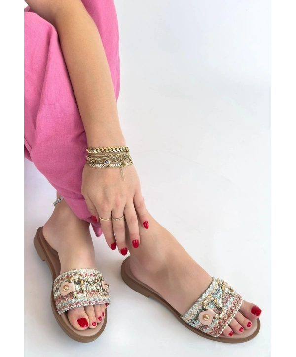 Gonne Renkli Hasır Dokuma Terlik