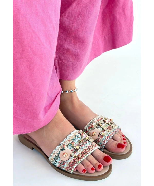 Gonne Renkli Hasır Dokuma Terlik