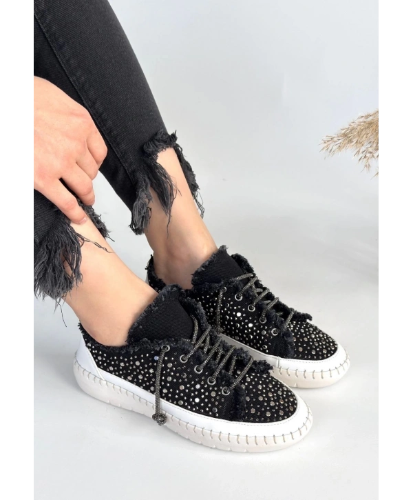 Guji Siyah Kot Bağcıklı Spor Ayakkabı