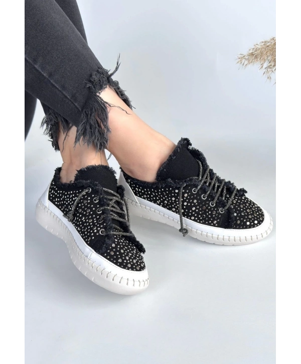 Guji Siyah Kot Bağcıklı Spor Ayakkabı