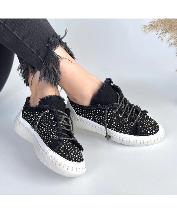 Guji Siyah Kot Bağcıklı Spor Ayakkabı