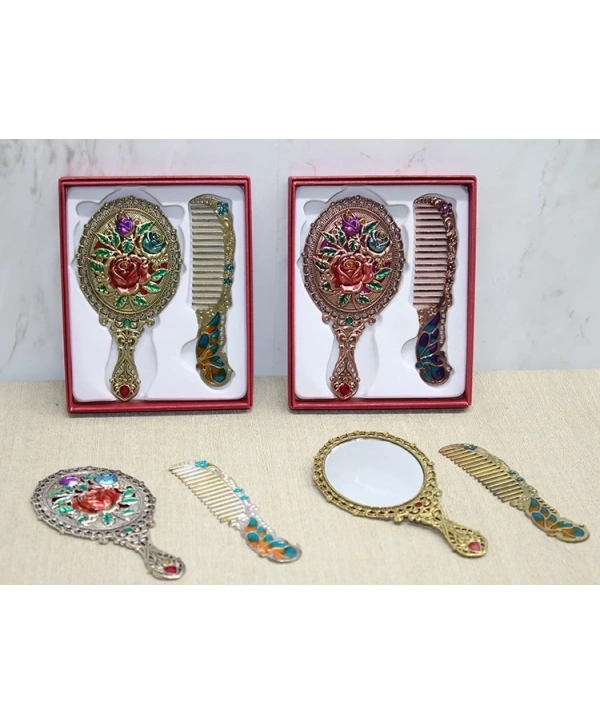 Gül Tasarimi Ayna Ve Tarak Seti Küçük Boy Alk4986