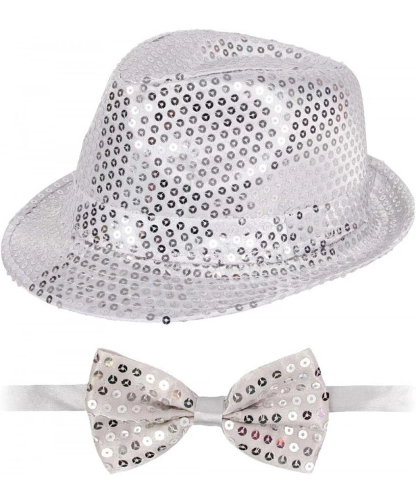 Gümüş Payetli Şapka Ve Papyon Seti – Parıltılı Yetişkin Kostüm Seti