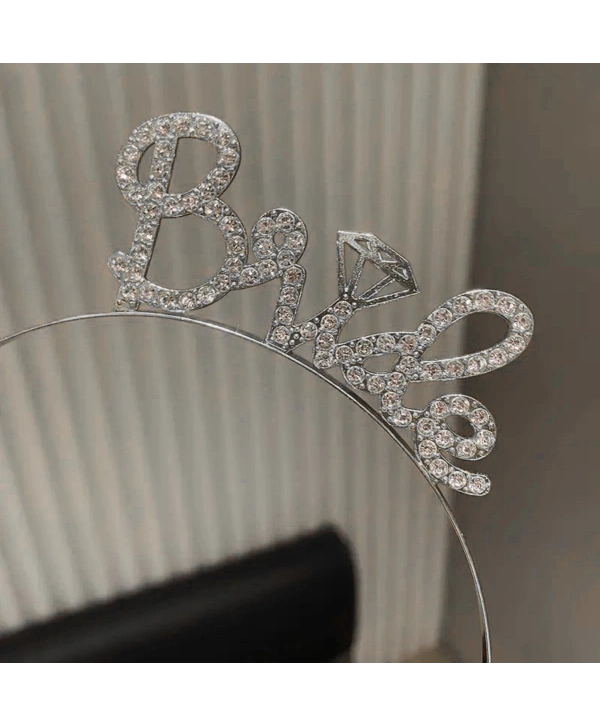 Gümüş Renkli Taşlı “bride” Gelin Tacı – El Yazısı Yazı Tipiyle