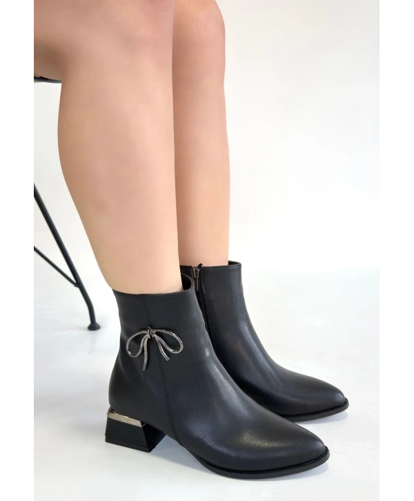 Harly Siyah Cilt Topuklu Bot
