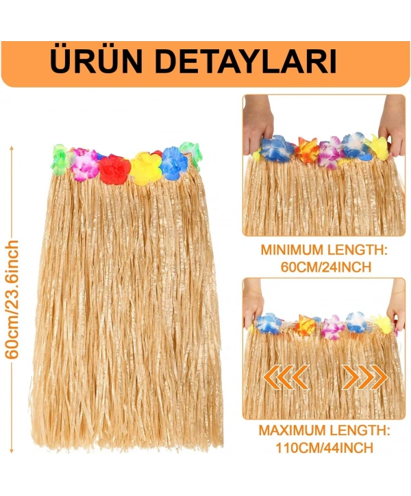 Hawaii Tarzı Hula Eteği – 60 Cm Hasır Naturel Etek