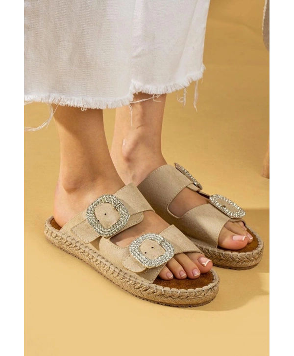 Hertas Bej Nubuk Tokalı Terlik