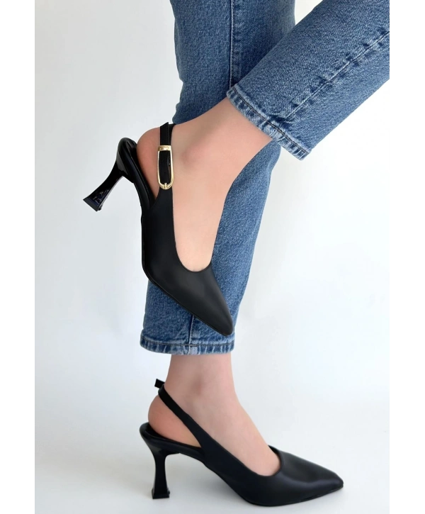 Hies Siyah Cilt Topuklu Ayakkabı