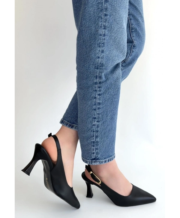 Hies Siyah Cilt Topuklu Ayakkabı