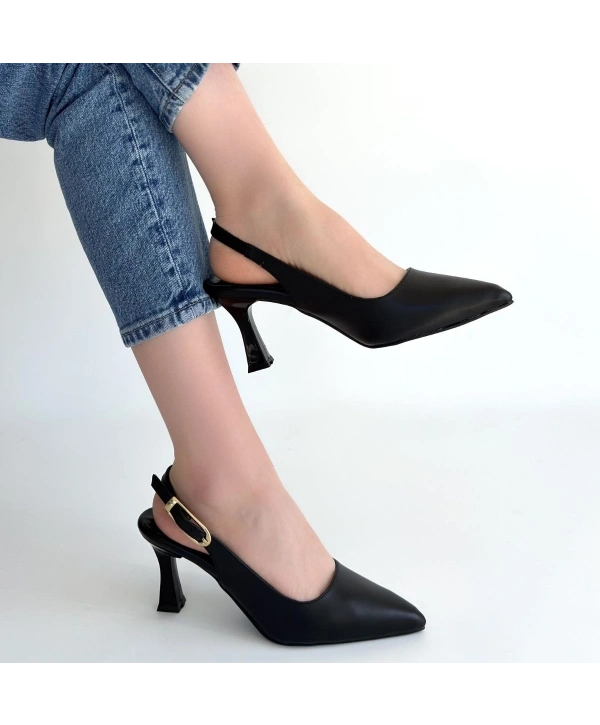 Hies Siyah Cilt Topuklu Ayakkabı