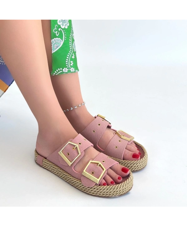 İces Pudra Nubuk Terlik