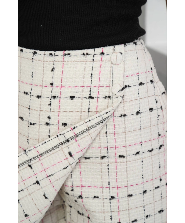 İki düğmeli şort etek beyaz h26414