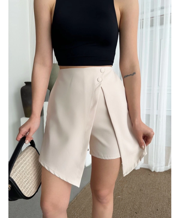 İki düğmeli şort etek S24046