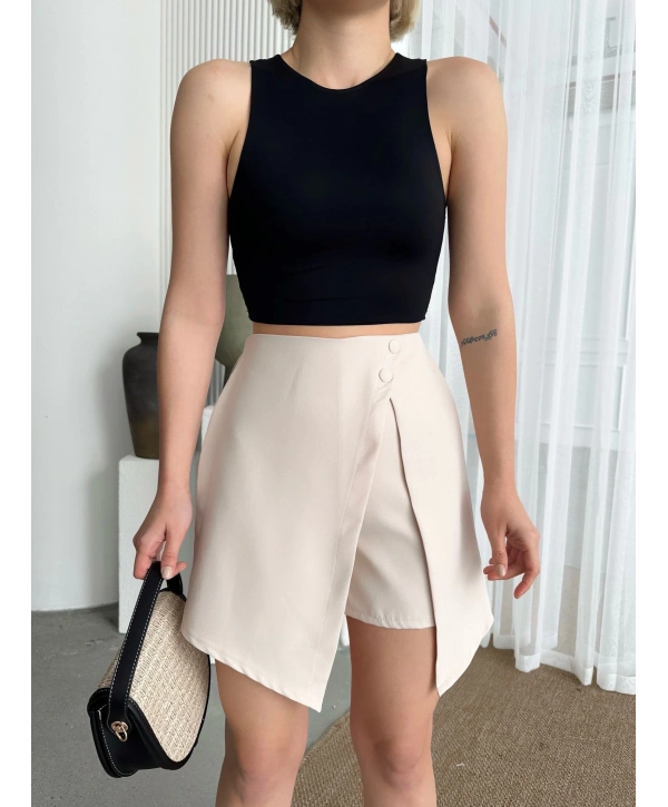 İki düğmeli şort etek S24046