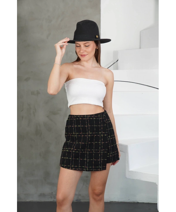 İki düğmeli şort etek siyah h26414