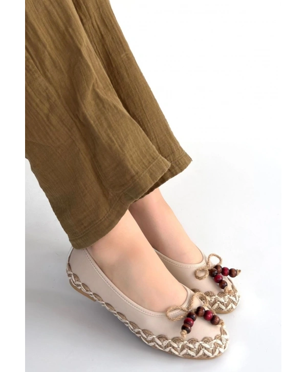 Ilwe Bej Cilt Babet Ayakkabı