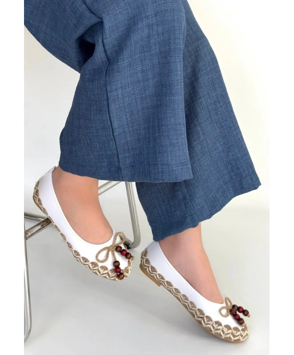 Ilwe Beyaz Cilt Babet Ayakkabı