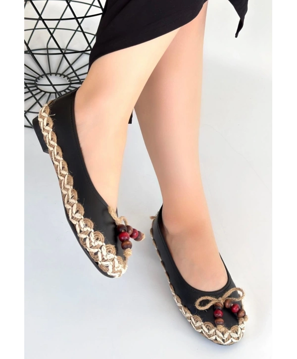 Ilwe Siyah Cilt Babet Ayakkabı