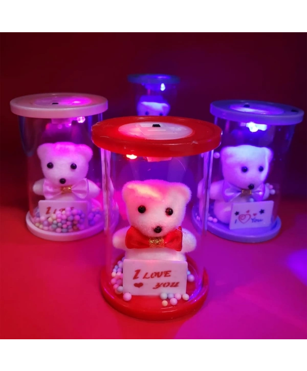 Işıklı Cam Fanus İçinde Ayıcık