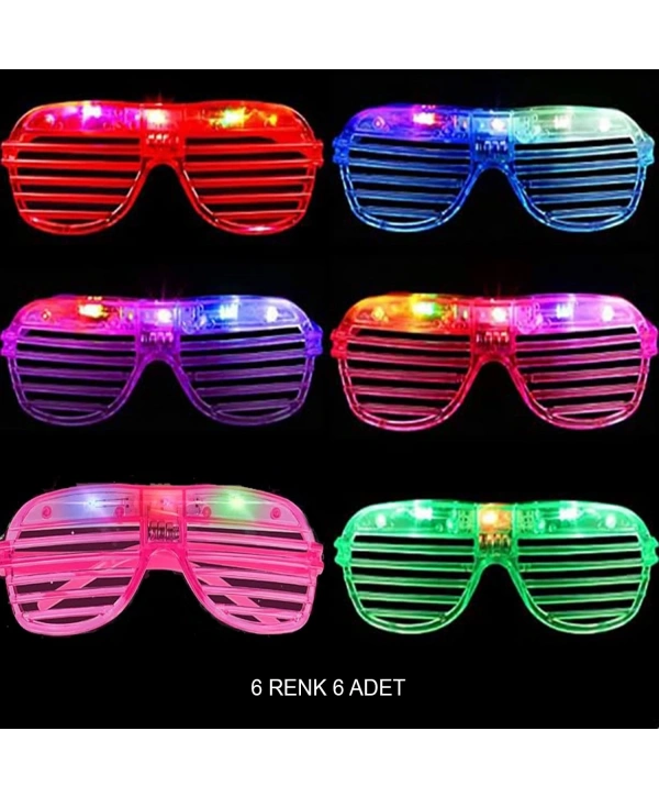 Işıklı Panjur Şeritli Led Parti Gözlüğü 6 Renk 6’lı Set