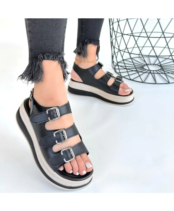 Jatay Siyah Cilt Sandalet